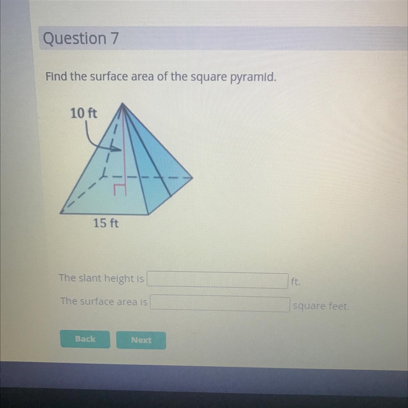 What is the slant height and surface area of the pyramid-example-1