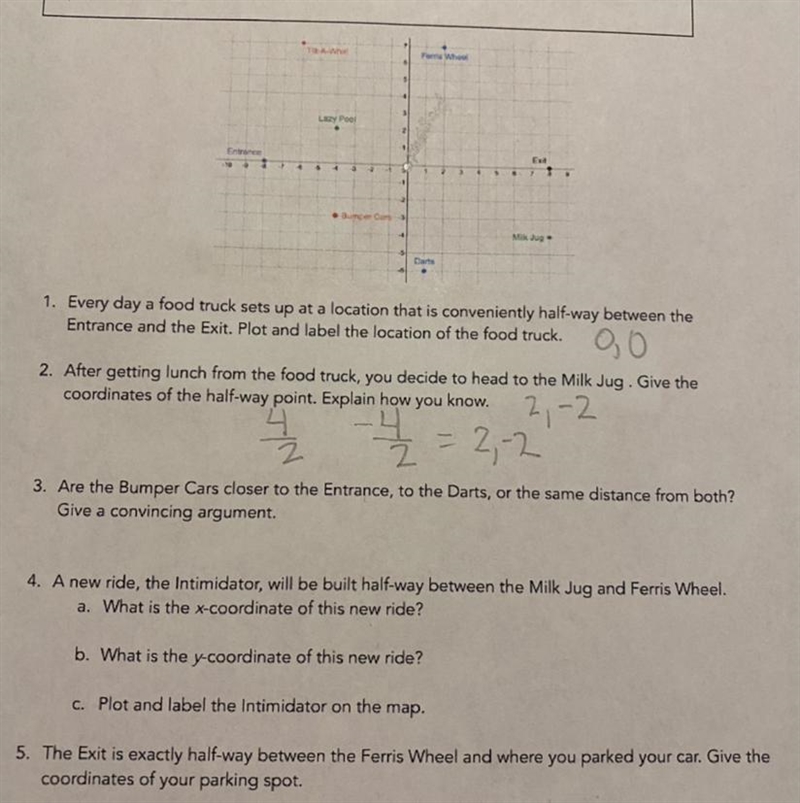 Use the map of the amusement Park to answer the questions below.-example-1