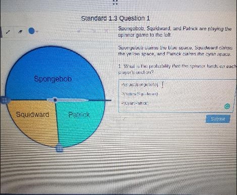 Spongebob Squidward, and Patrick are playing the spinner game to the left Spongebob-example-1