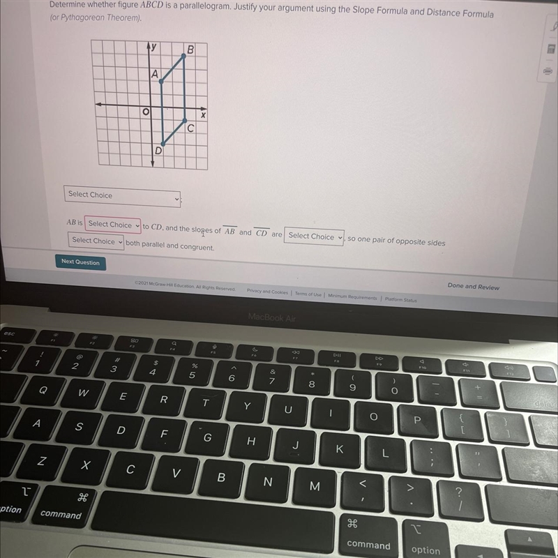 Determine whether figure ABCD is a parallelogram. (let me know if you need to see-example-1