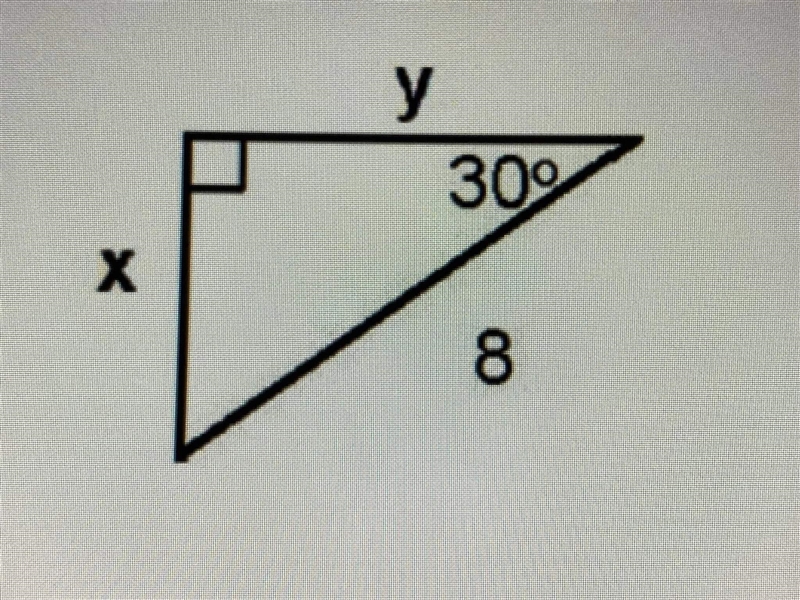 Find the values of x and y in the following right triangle. Enter square roots not-example-1