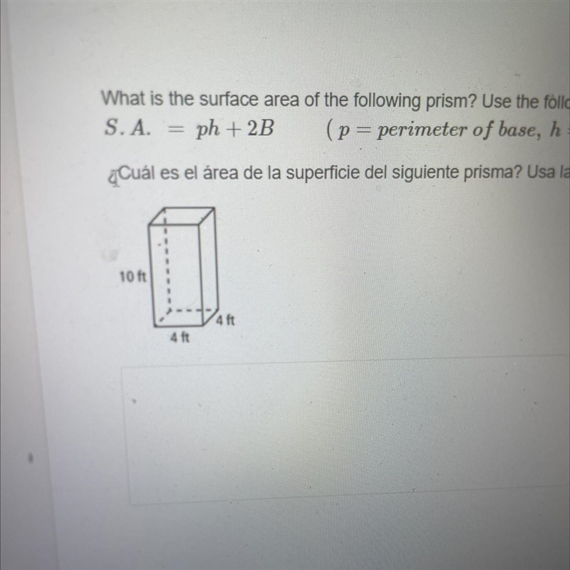 What is the surface area of the following prism? Use the following equation. (SHOW-example-1