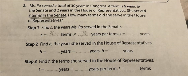 Ms. Po served a total of 30 years in Congress. A term is 6 years in the Senate and-example-1