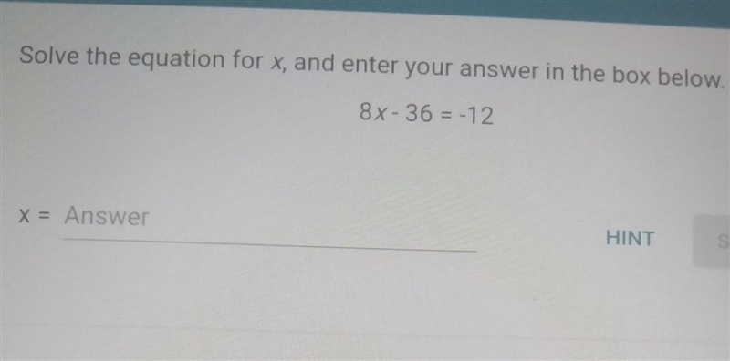 Solve the equation for x, and enter your answer in the box-example-1