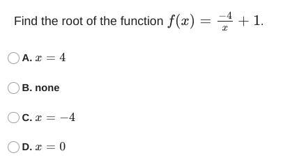 Find the root of the function f(x)=−4x+1.-example-1