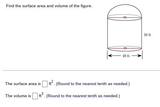 Find the surface area and volume of the figure.-example-1