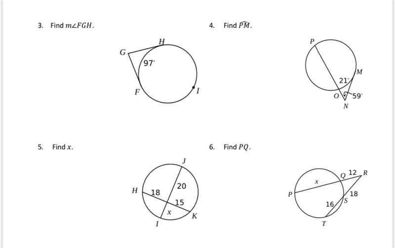 Exit ticket on angels,Arc and segments formed by intersecting chord,Secant,and tangents-example-1