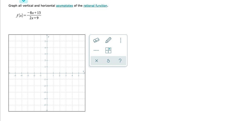 Finding the asymptotes of a rational function: Linear over linear-example-1