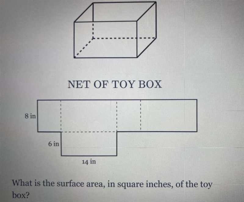 Jamal built a toy box in the shape of a rectangular prism with an open top. The diagram-example-1