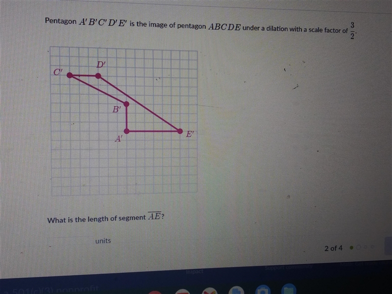 Pentagon A'B'C'D' E' is the image of pentagon ABCDE under a dilation with a scale-example-1