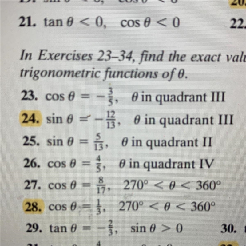 I need help with number 24sin 0 = - 13 O in quadrant III-example-1