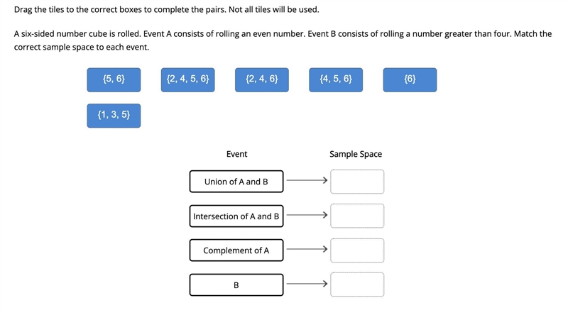 A six-sided number cube is rolled. Event A consists of rolling an even number. Event-example-1