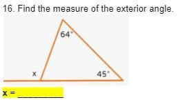 Find the measure of the exterior angle.-example-1