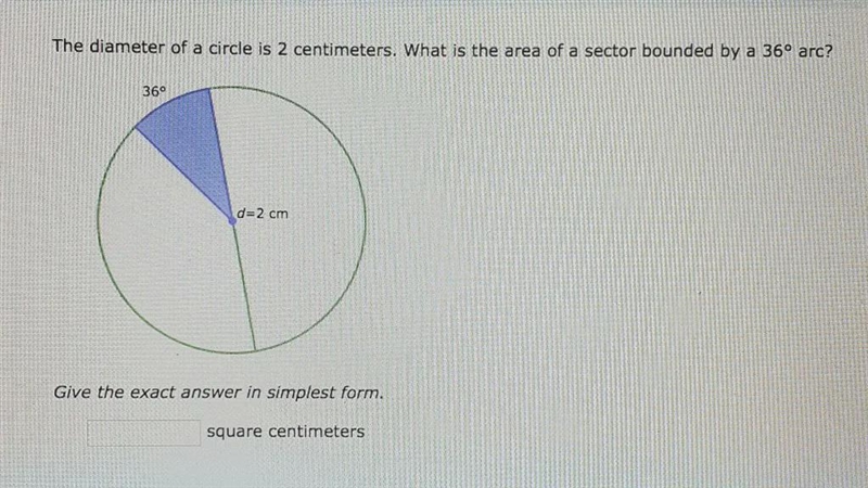 What is the area of a sector bounded by a 36 degree arc-example-1