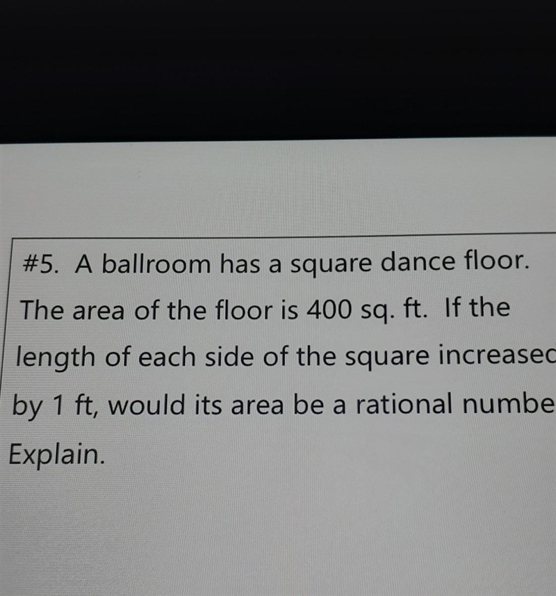 I need help. Question: a ballroom has a square dance for. The area of the floor is-example-1