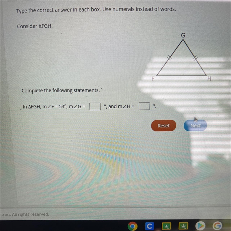 Type the correct answer in each box. Use numerals instead of words.Consider AFGH.-example-1