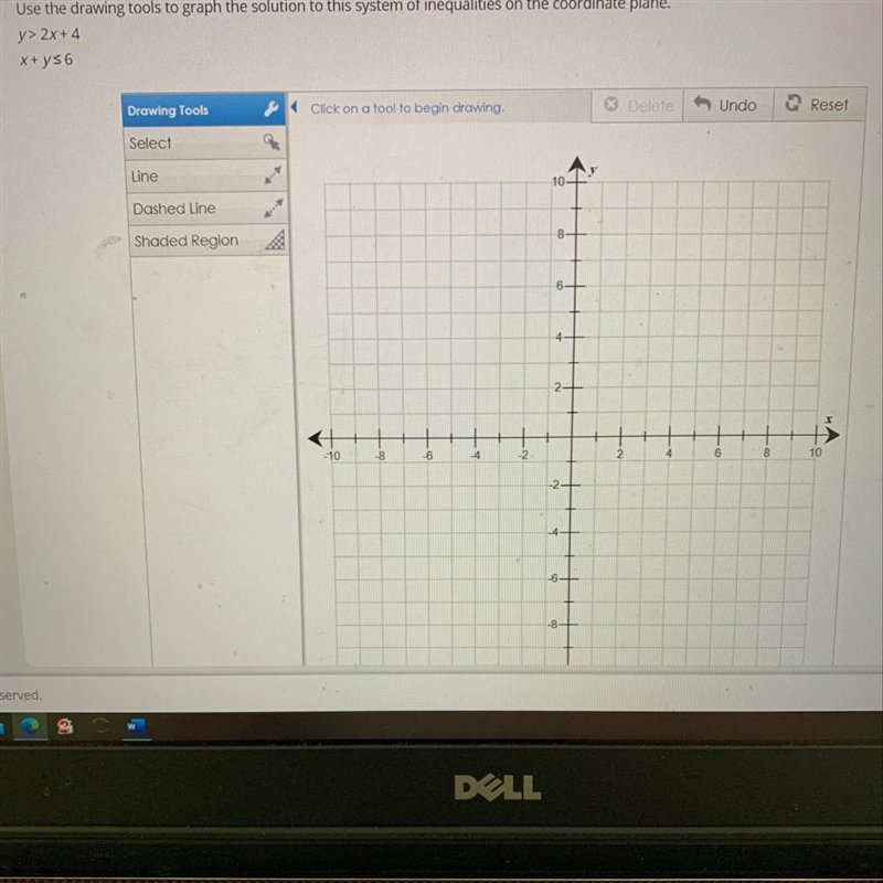 Use the drawing tools to graph the solution to this system of inequalities on the-example-1