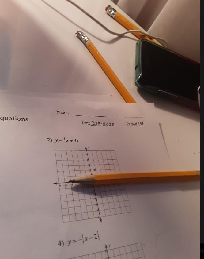 7 y=-2/2x Name Kuta Software - Infinite Algebra 2 Graphing Absolute Value Equations-example-1