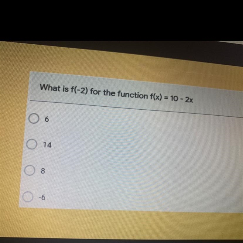 What is f(-2) for the function f(x) = 10 - 2x-example-1