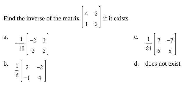 Find the inverse of the matrix (4, 2) (1, 2) if it exists-example-1