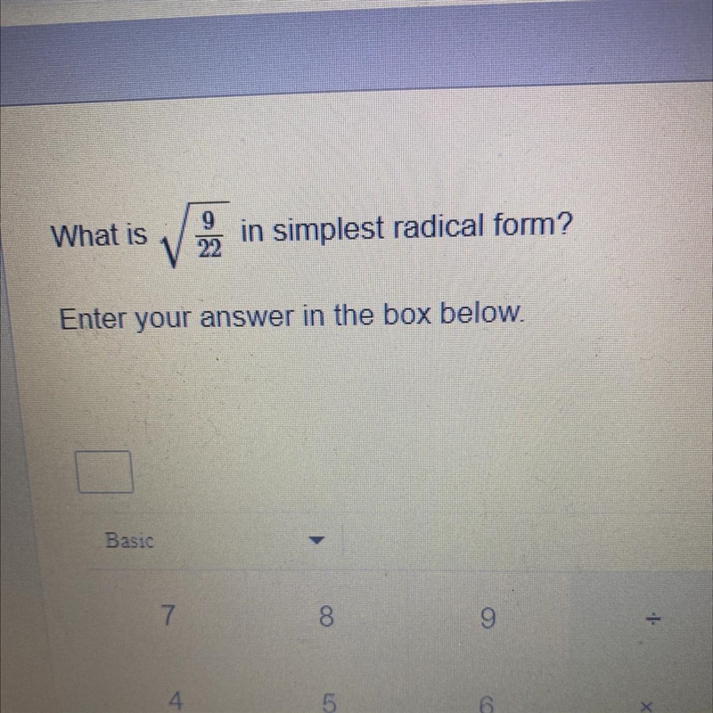 What is V9/22 in simplest radical form?-example-1