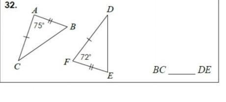 Compare the sides by filling in the blank with a < or > symbol.-example-1