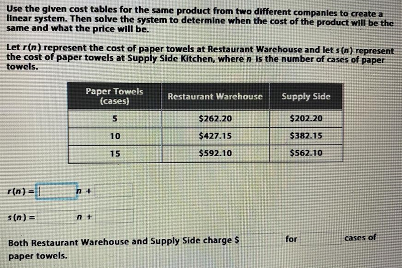 Use the given cost tables for the same product from two different companies to create-example-1