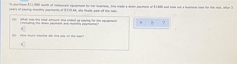 To purchase 511,900 worth of restaurant equipment for her business, Ina made a down-example-1