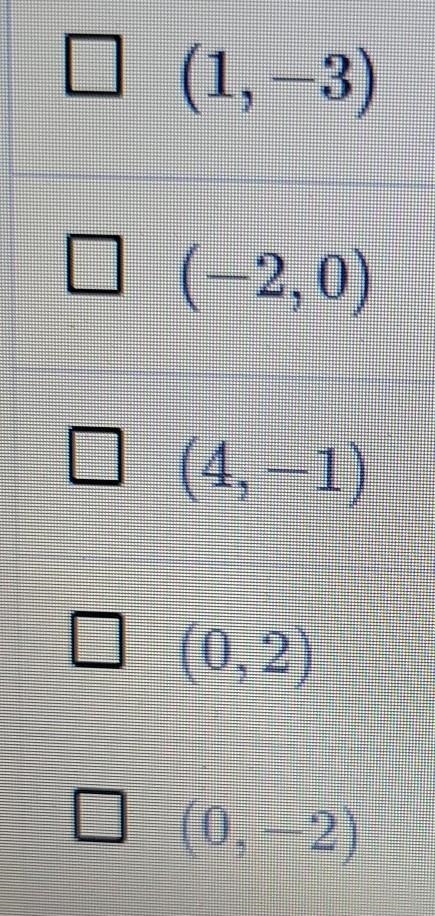 the graph of y equals negative x - 2 shown below use the graph to determine which-example-1