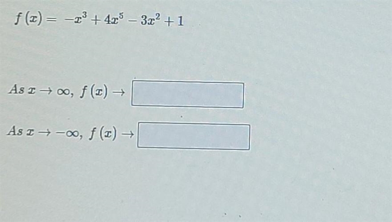 Describe the end behavior for the polynomial function described below.-example-1