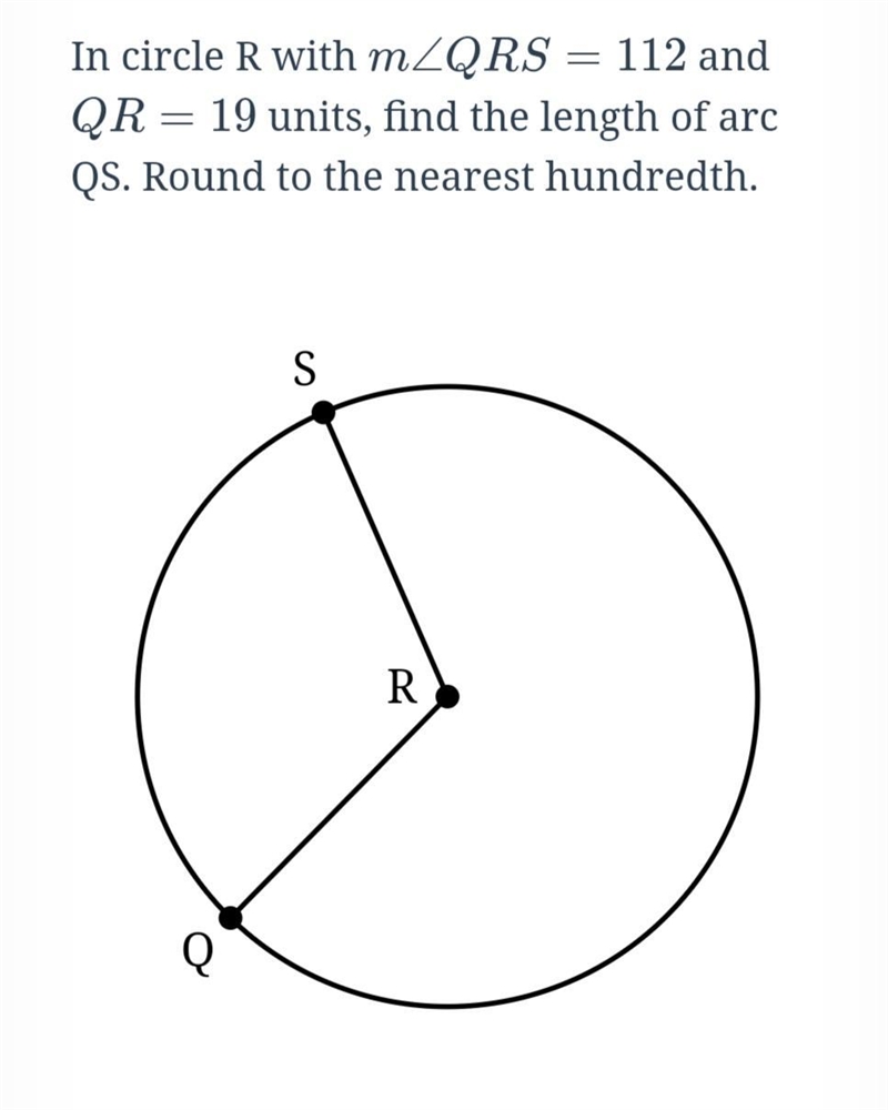 Find the length of arc QS. Round to the nearest hundredth(Degrees).-example-1