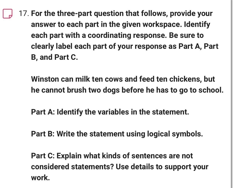 Winston can milk ten cows and feed ten chickens, but he cannot brush two dogs before-example-1