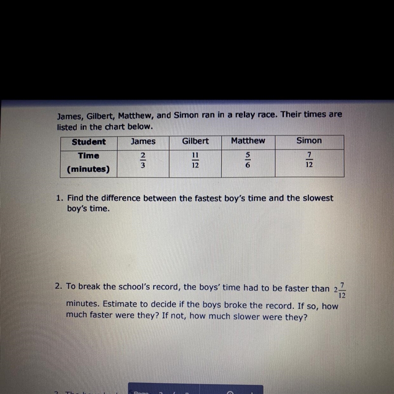 2. To break the school's record, the boys' time had to be faster than 2,2 1 / 2minutes-example-1