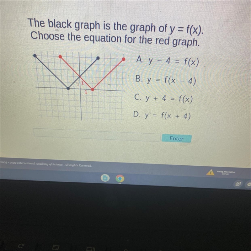 The black graph is the graph of y=f(x) Choosy equation for the red graph-example-1