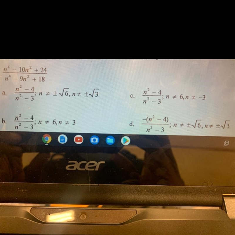 Pls help: find the rational expression state any restrictions on the variable-example-1