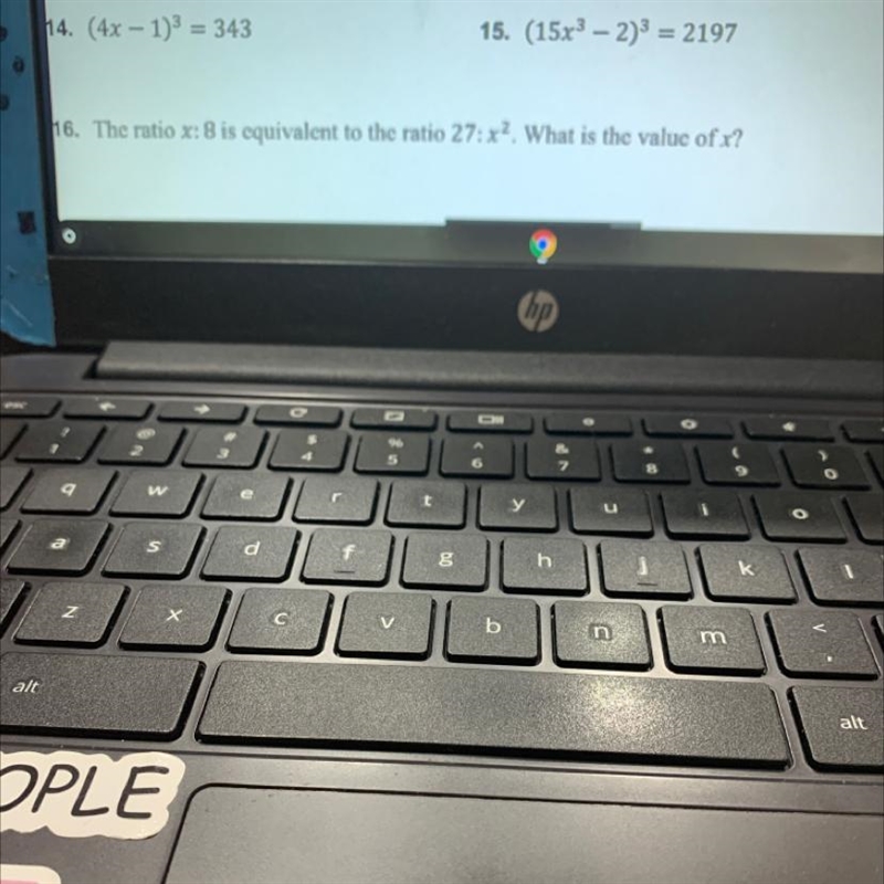 The ratio x:8 is equivalent to the ratio 27:x^2. What is the value of x?-example-1