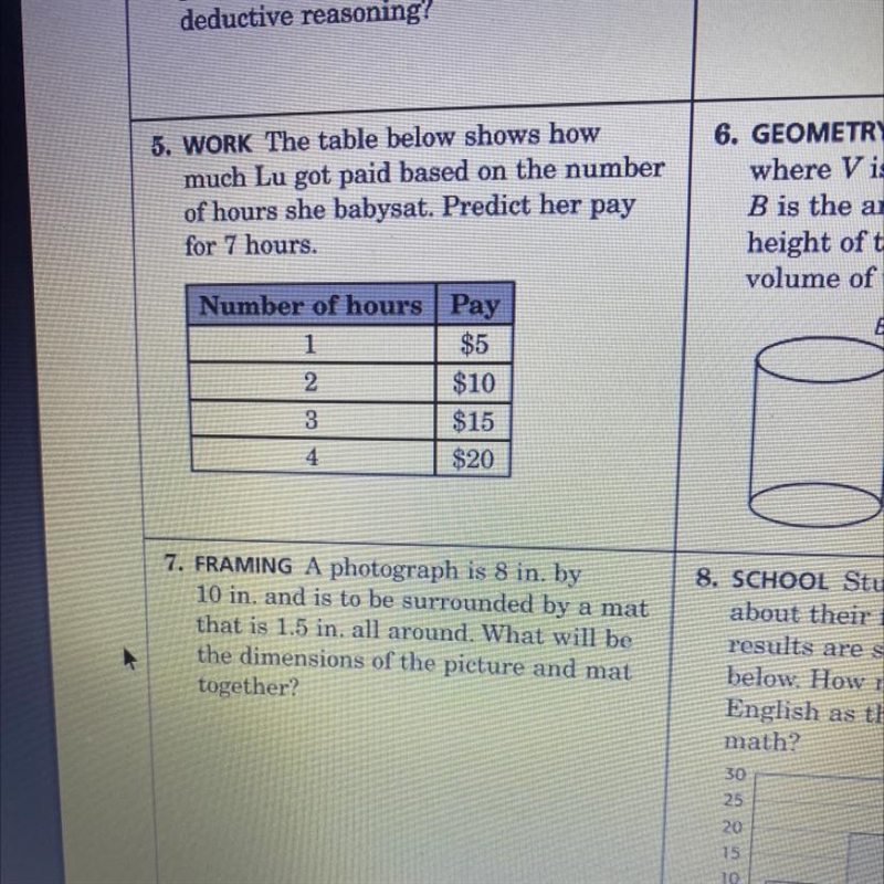 5. WORK The table below shows how much Lu got paid based on the number of hours she-example-1