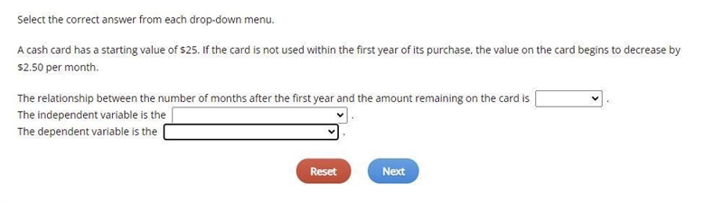 FIRST OPTIONS ARE CONTINUOUSDISCRETESECOND OPTIONS ARE AMOUNT REMAINING ON THE CARDNUMBER-example-1