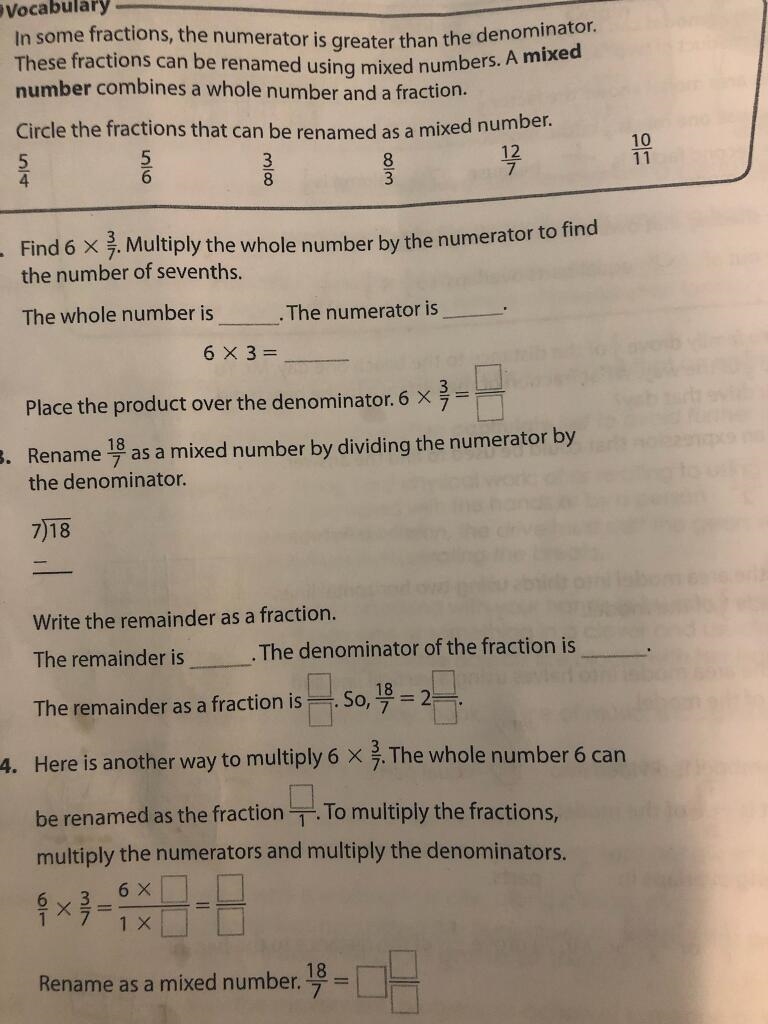 Here is another way to multiply 6x3/7. The whole number 6 can be renamed as a fraction-example-1