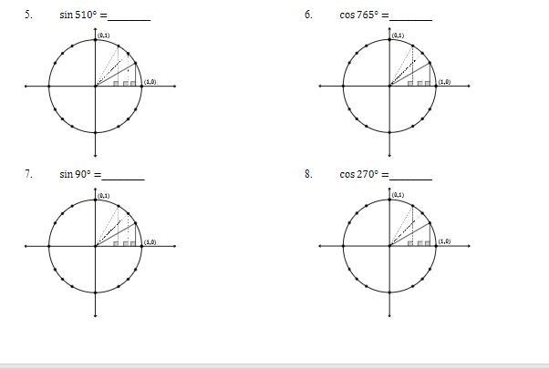 Number 6) can you show where cos 765 would be on a unit circle-example-1