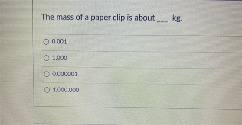 The mass of a paper clip is about __ kg-example-1