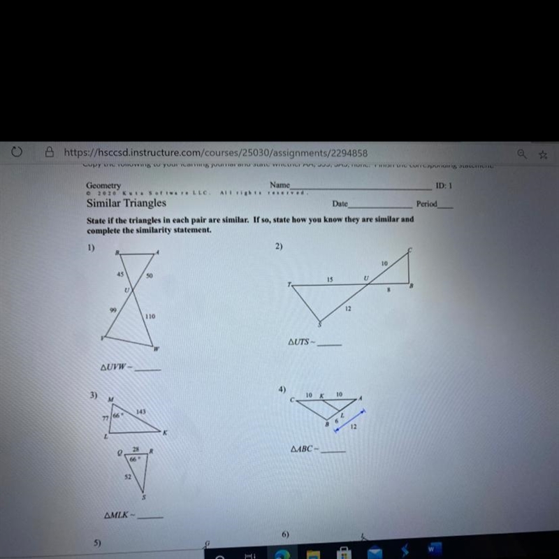 State if the triangles in each pair are similar. If so, state how you know they are-example-1