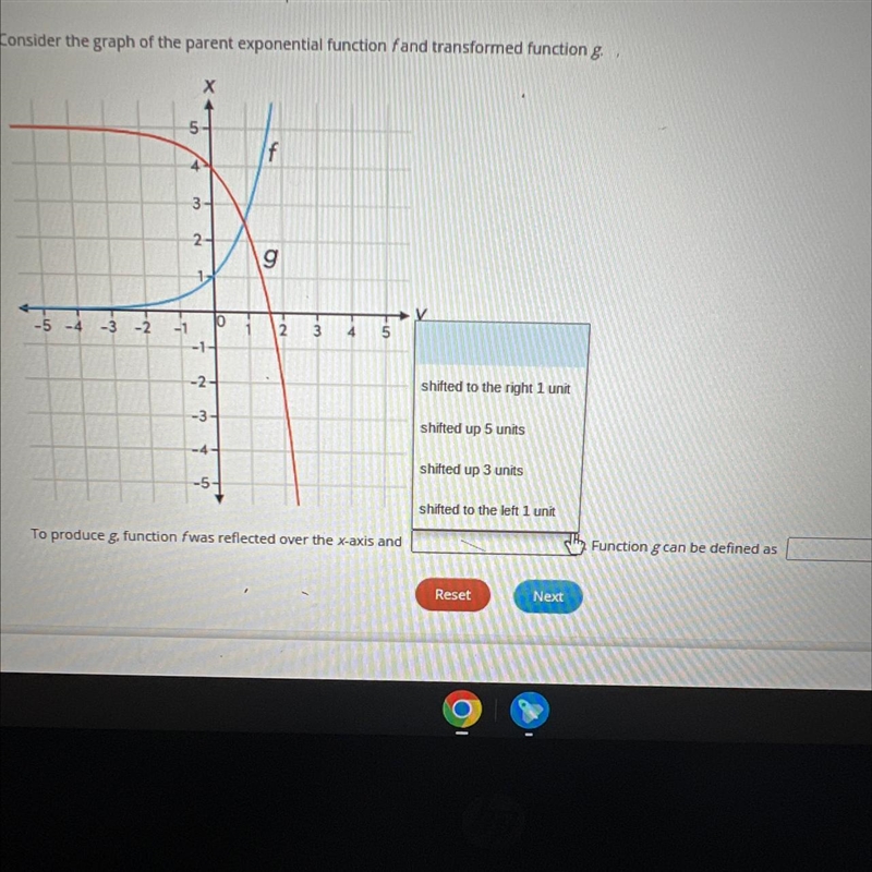 To produce g, function f was reflected over the x-axis andFunction g can be defined-example-1