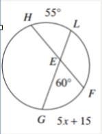 Solve for x. a. 65 b. 10 c. 55 d. 8-example-1