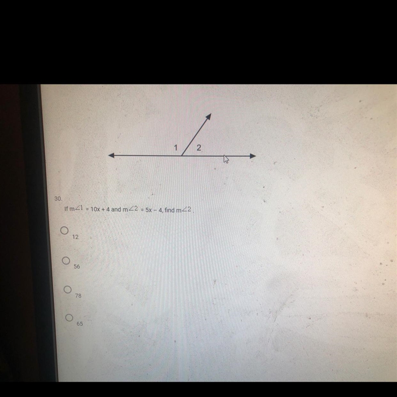 If m 1= 10x+4 and m 2=5x-4, Find m 2-example-1