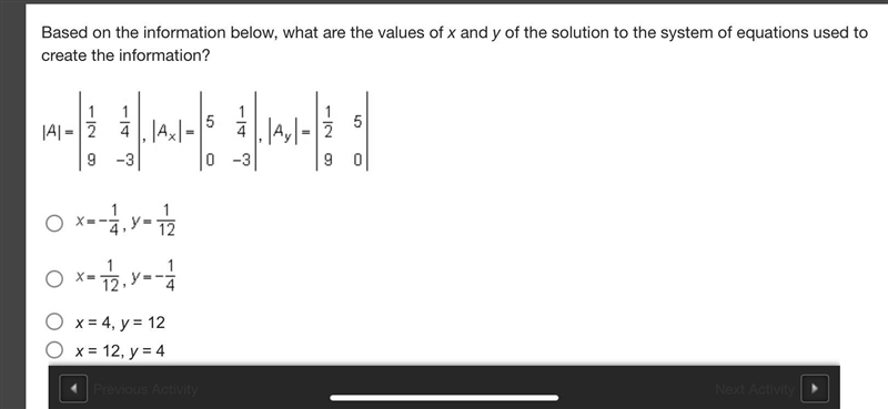 Based on the information below, what are the values of x and y of the solution to-example-1