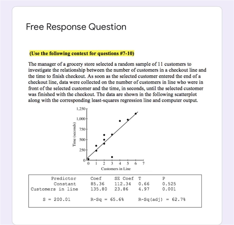 I really need help with this -Question 7. Write the equation of the least squares-example-1