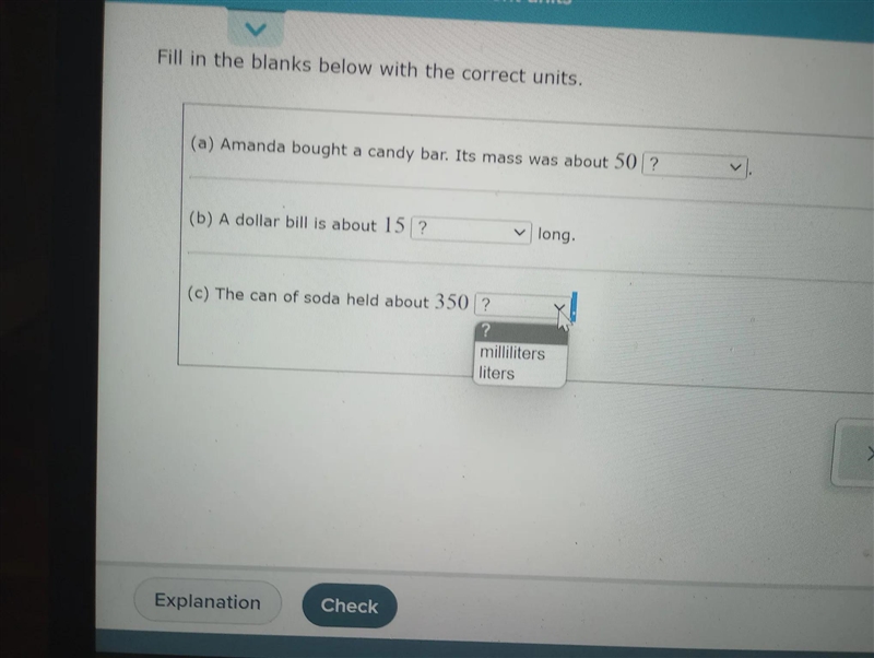 MEASUREMENT Choosing metric measurement units Fill in the blanks below with the correct-example-1