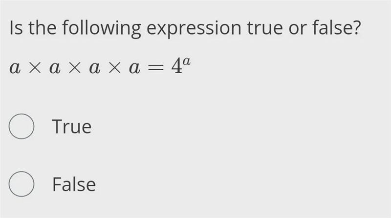 1 Is the following expression true or false? 2 αXα ΧαXα = 40 αX True False-example-1