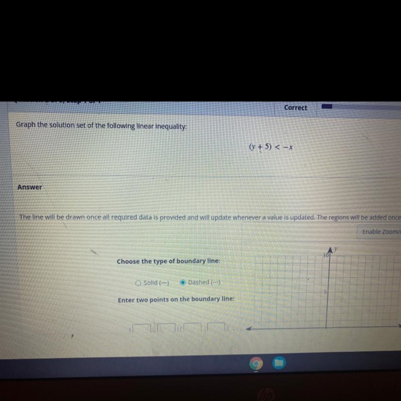 Graph the solution set of the following wondering inequality the line will be drawn-example-1